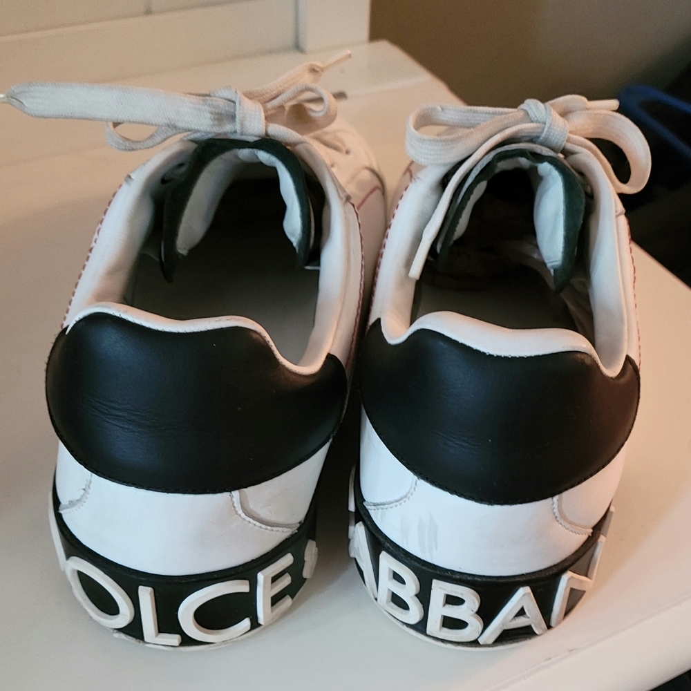 USED dolce & gabbana black white portofino sneakers sz 9
